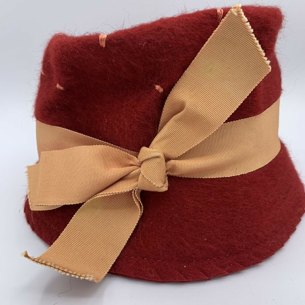 Vintage 50s Terry Sales Corporation Hat 100% Wool Shagfelt With Tafta Ribbon MCM - Picture 8 of 9